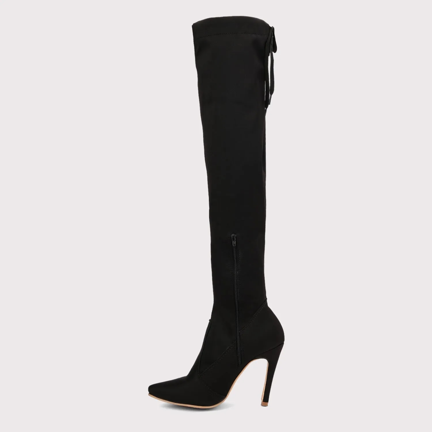 Knee High Stiletto Boots - Black