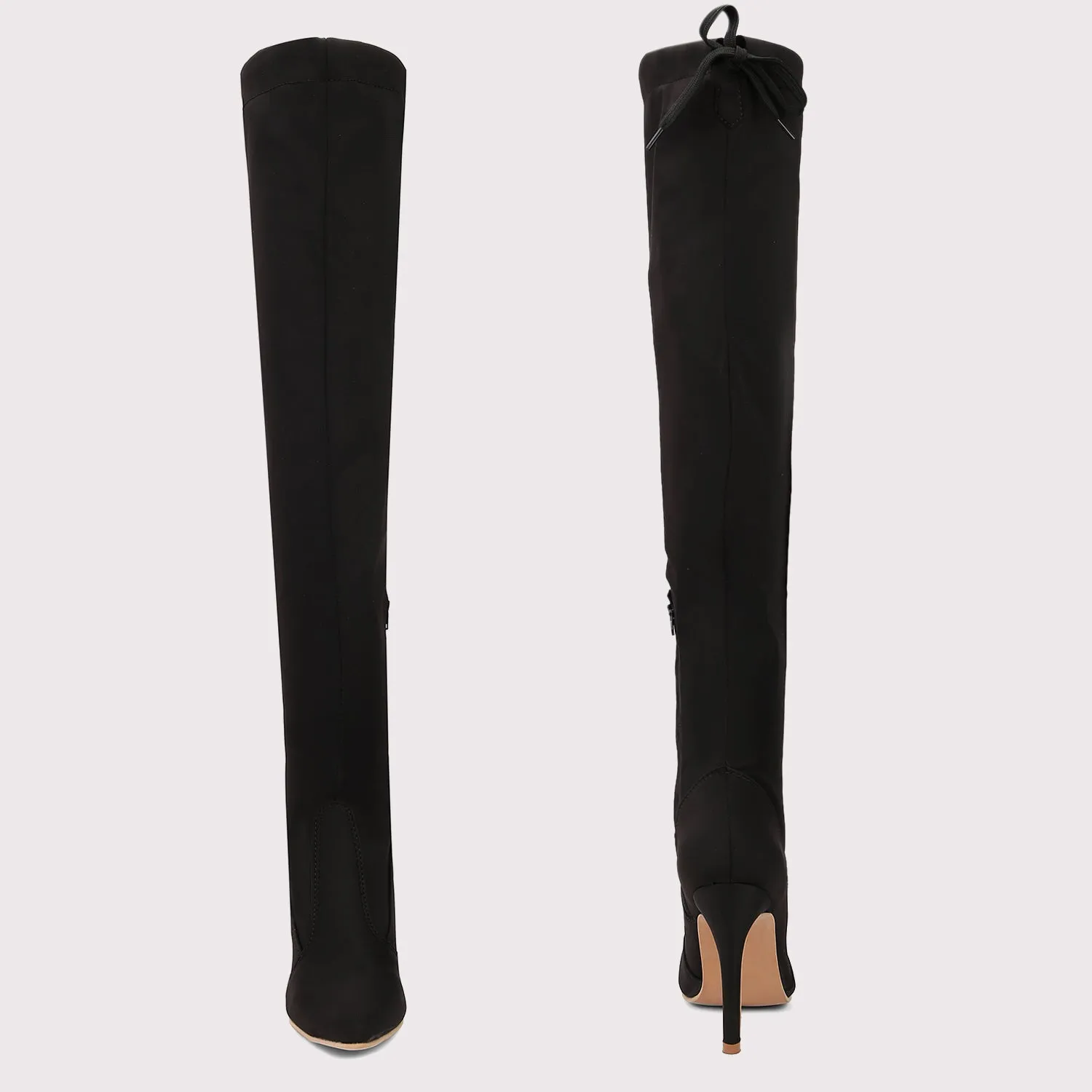 Knee High Stiletto Boots - Black