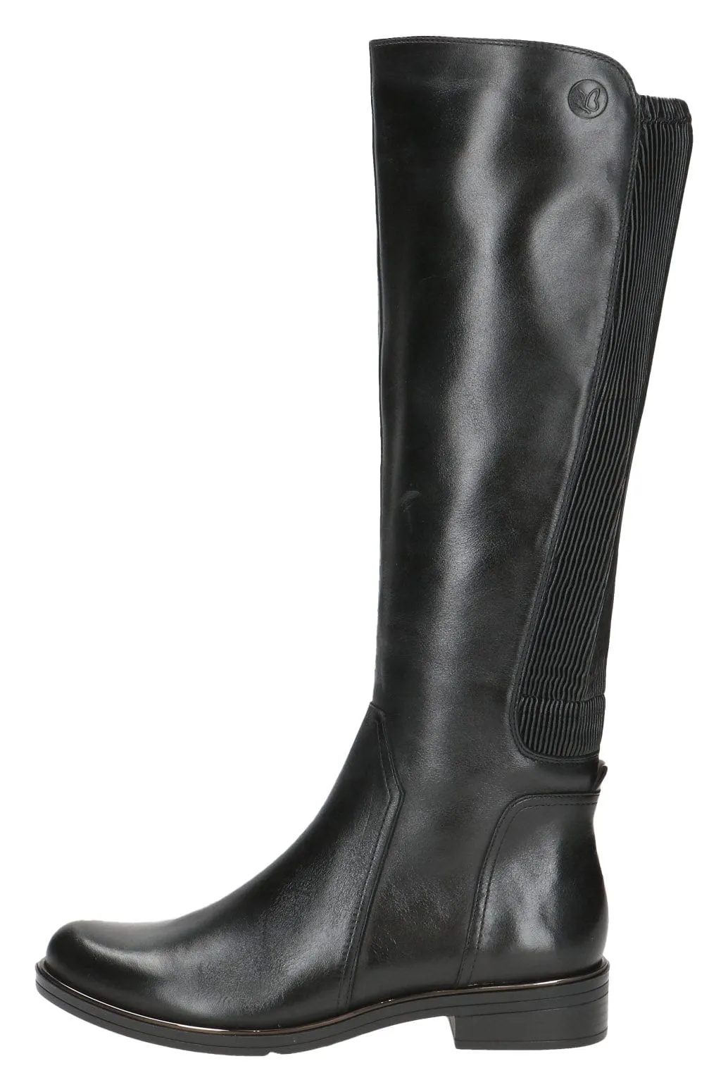 Leather Stretch Back Knee Boots - Black Comb