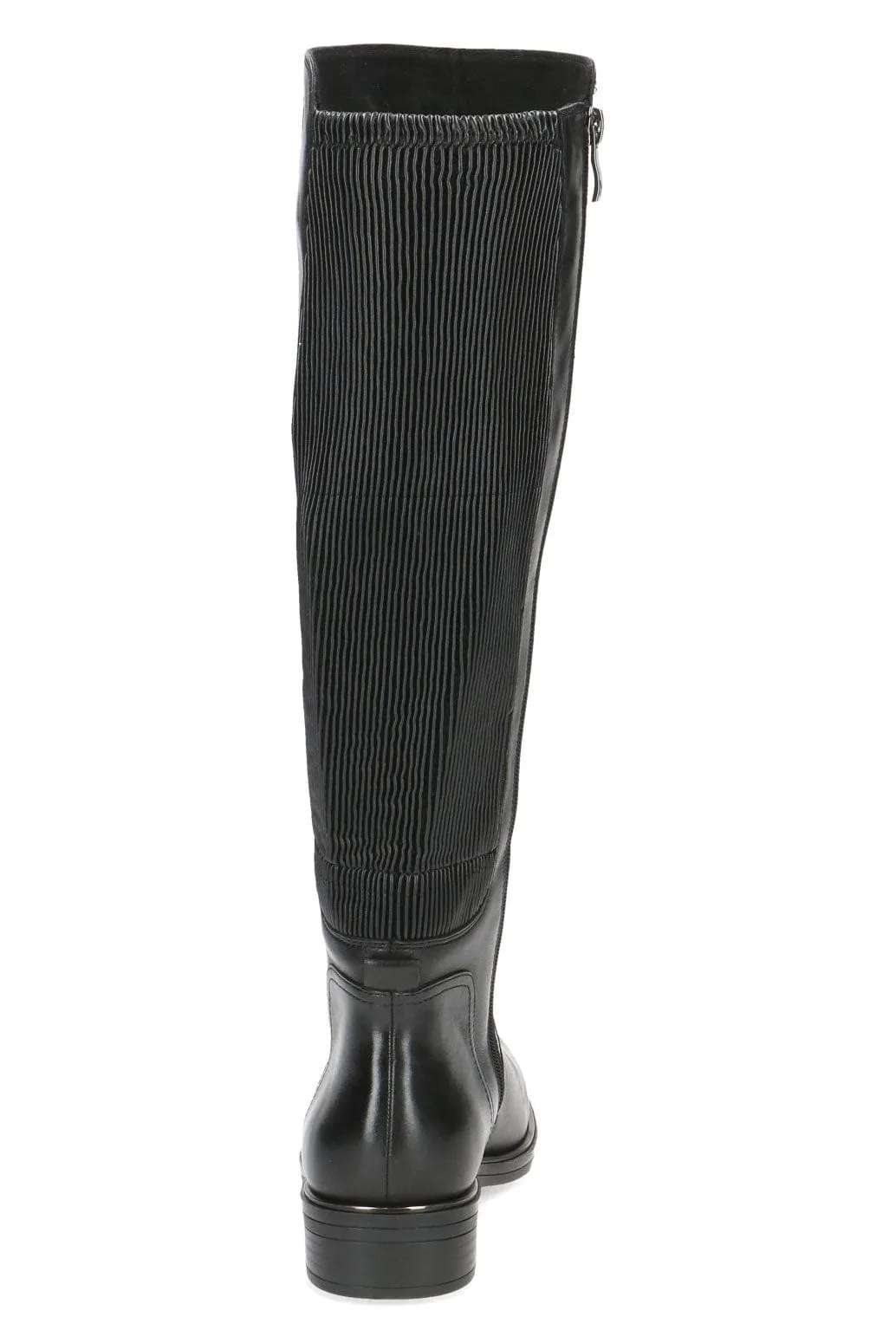Leather Stretch Back Knee Boots - Black Comb