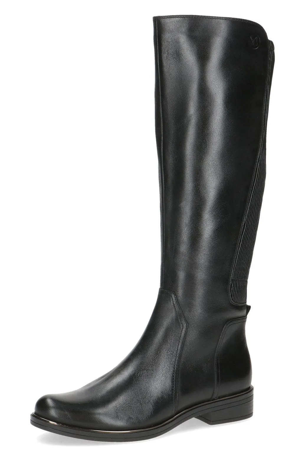 Leather Stretch Back Knee Boots - Black Comb