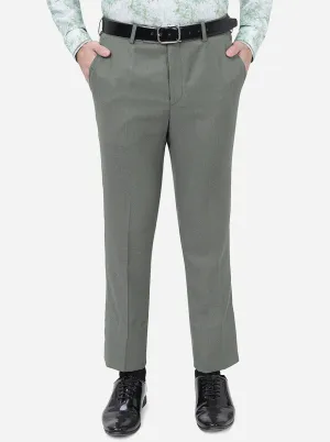 Light Green Solid Slim Fit Formal Trouser | Metal