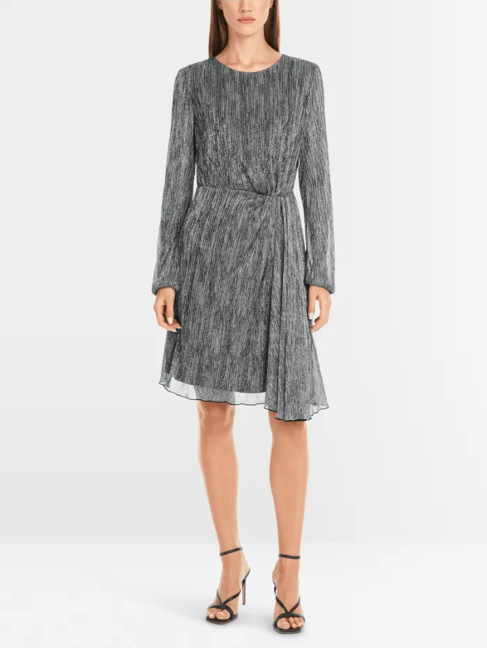 Marc Cain Glam Women's Silver Dress In Metallic Jersey YG 21.06 J01 Col 800