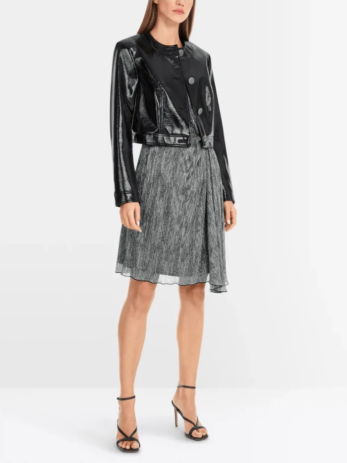 Marc Cain Glam Women's Silver Dress In Metallic Jersey YG 21.06 J01 Col 800