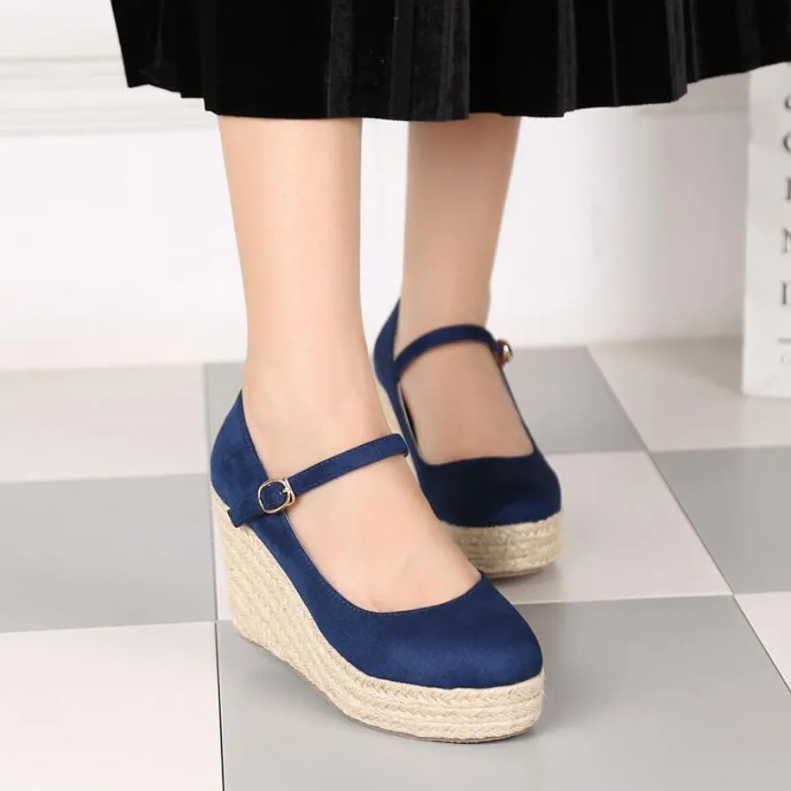Mary Jane Wedge Heel Shoes For Petite Feet GS361