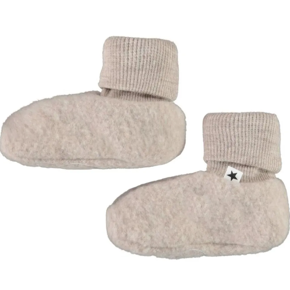 Merino Wool Beige Infant Booties