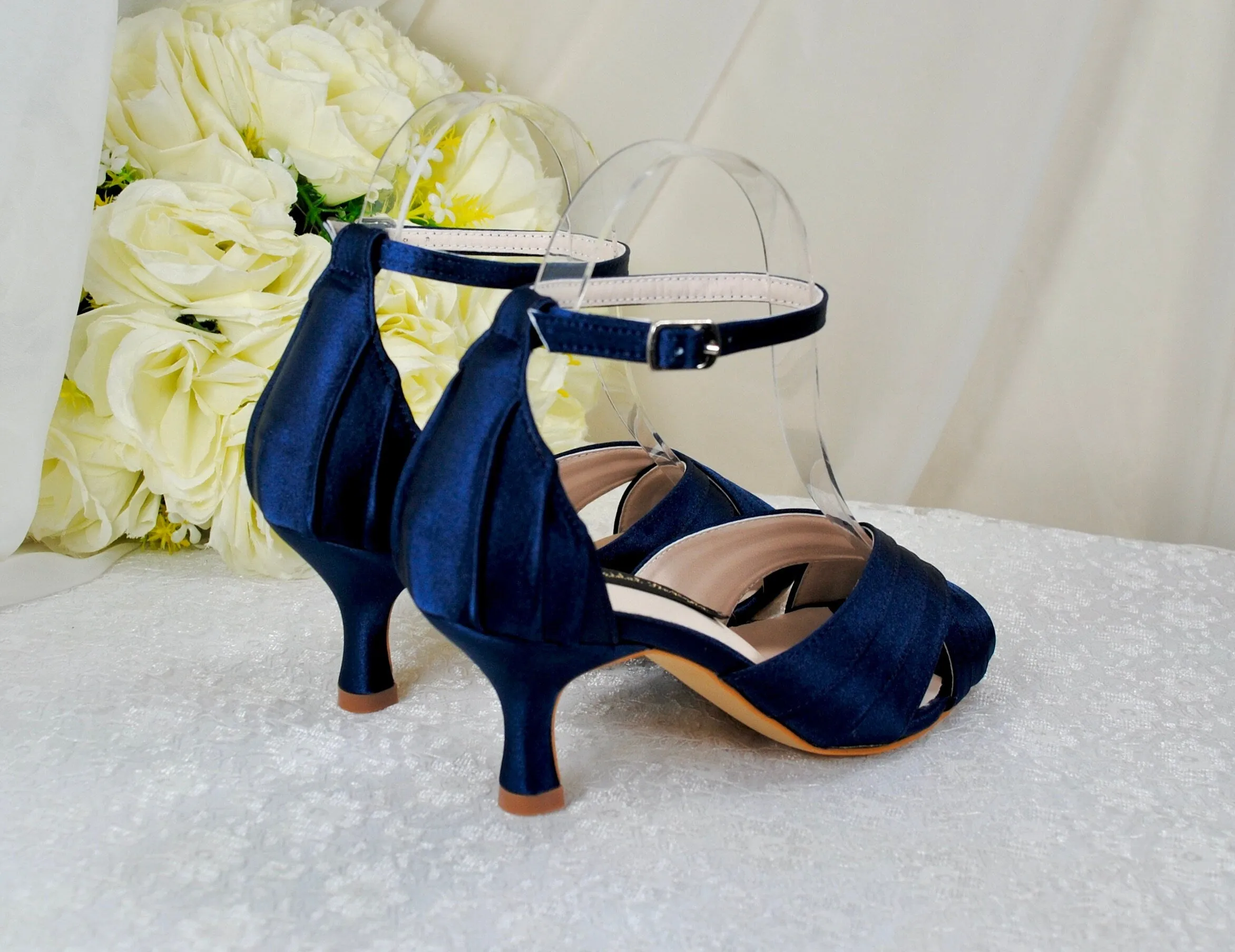 Navy Satin Bridal Sandals