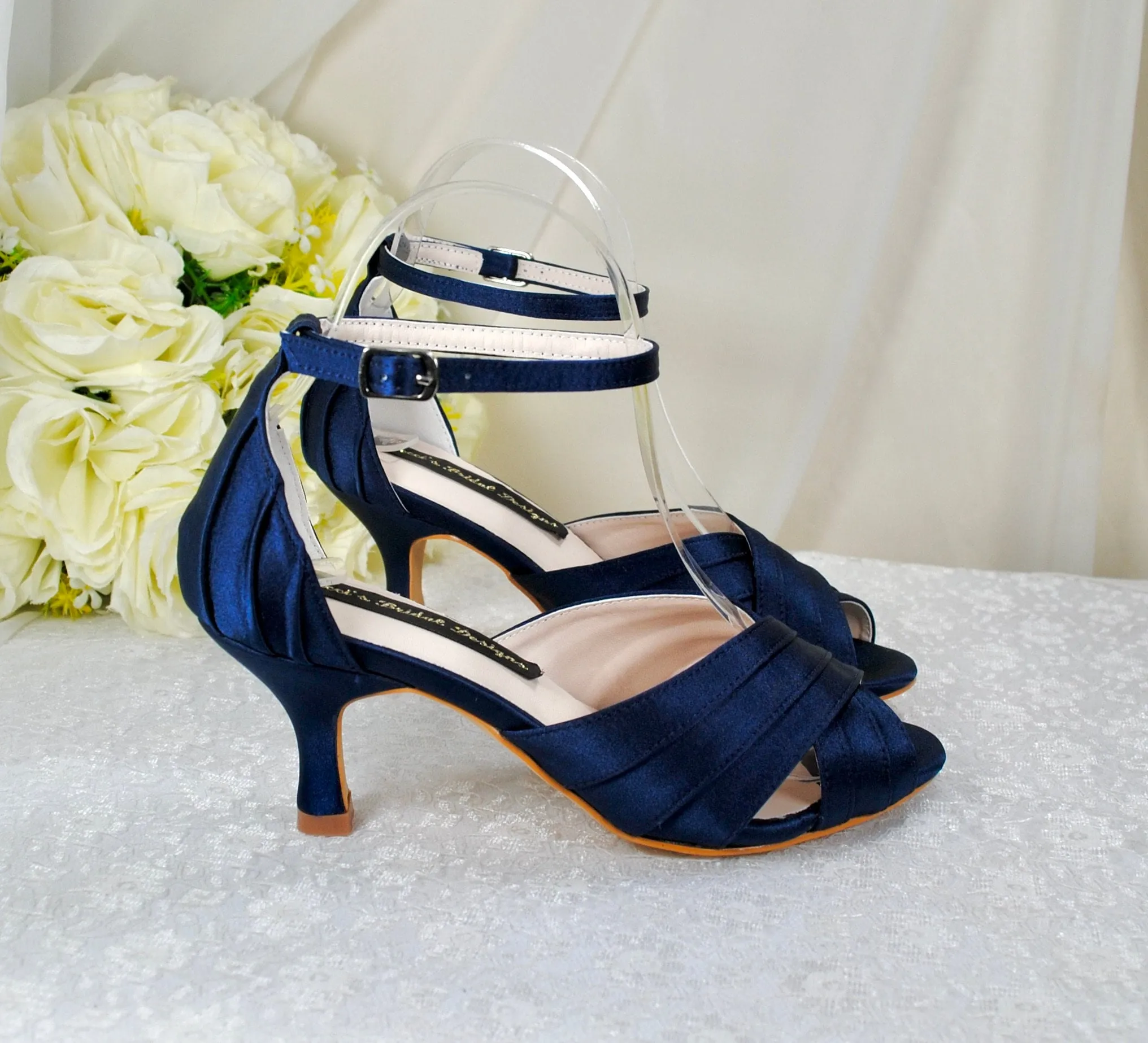 Navy Satin Bridal Sandals