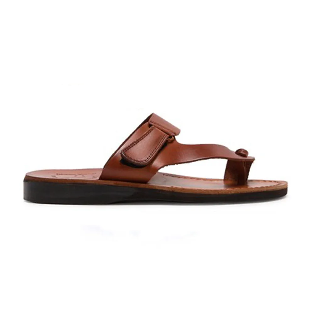 Rafael - Leather Velcro Strap Sandal | Honey