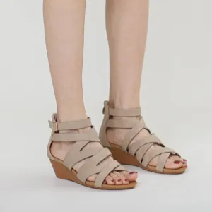 Retro wedge heels gladiator sandals with back zipper