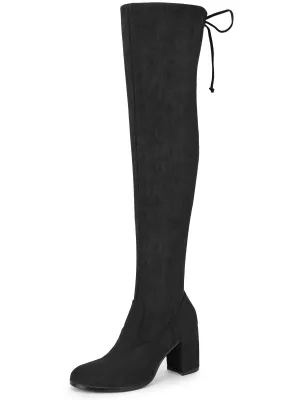 Round Toe Chunky Heel Over the Knee Boots for Women