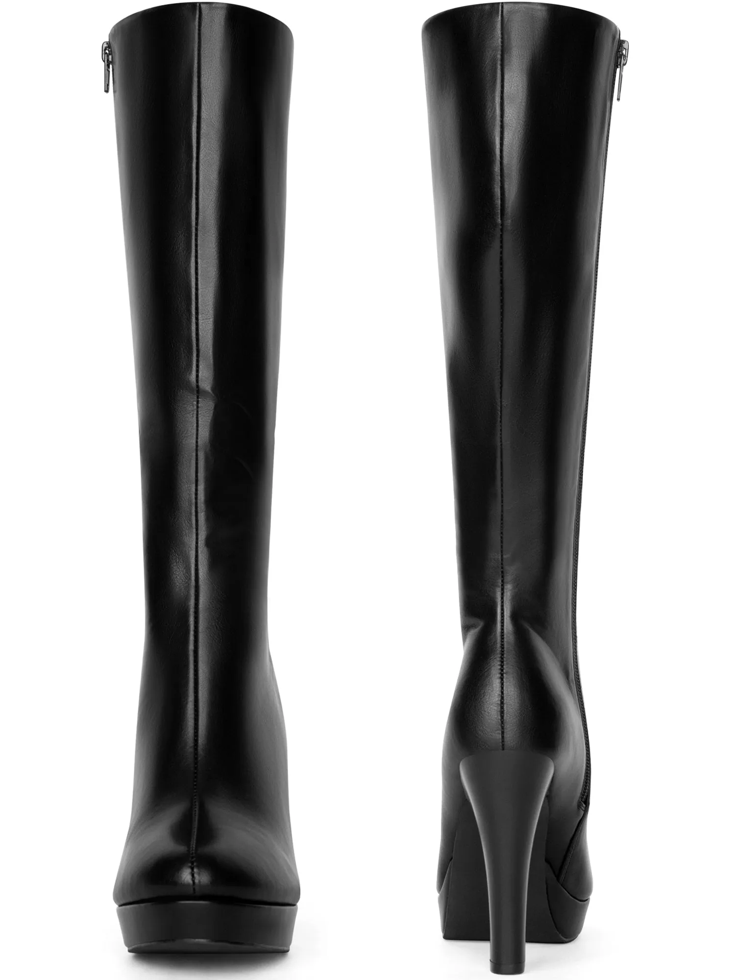 Round Toe Platform Chunky Heel Knee High Boots for Women