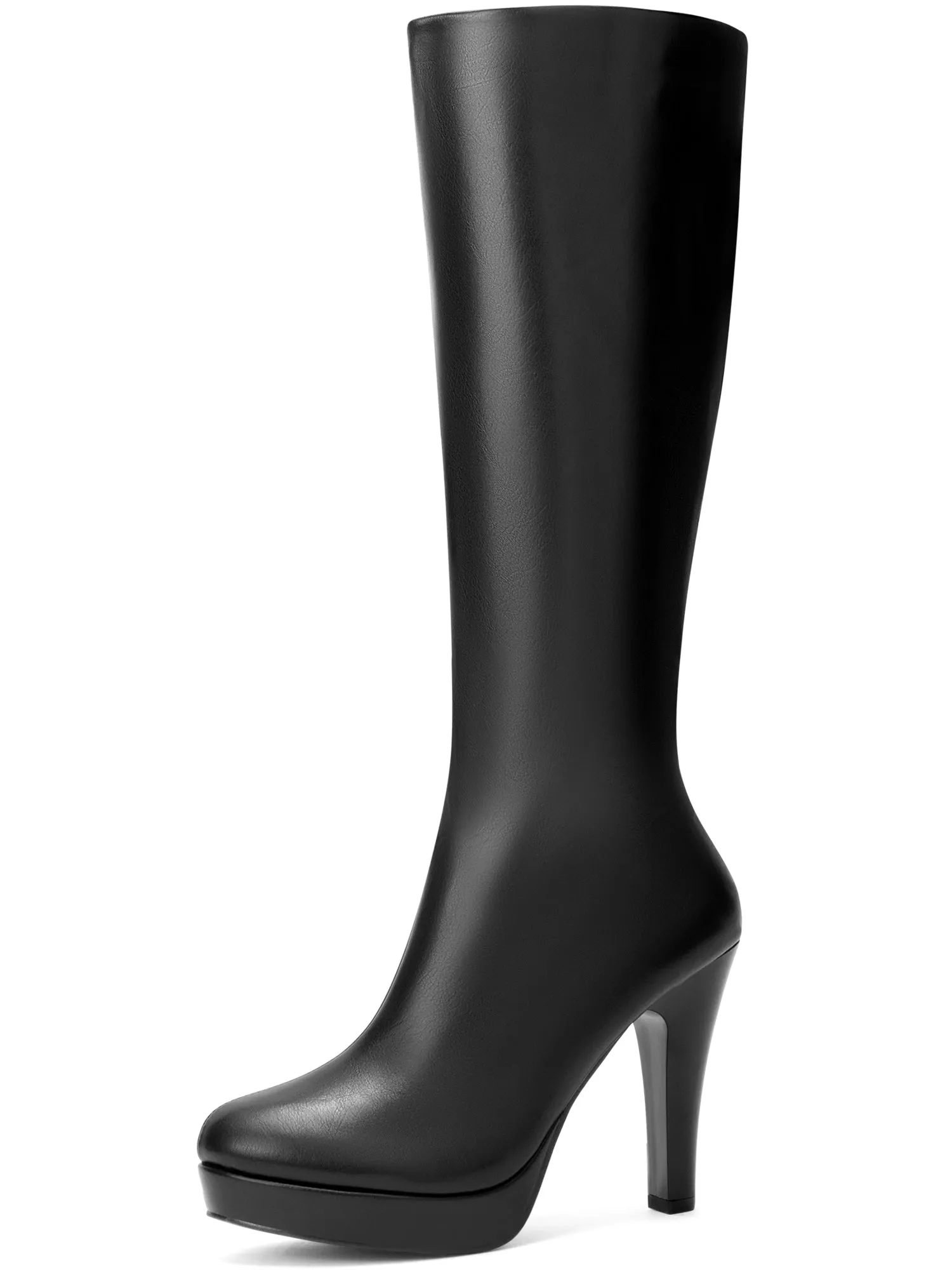 Round Toe Platform Chunky Heel Knee High Boots for Women