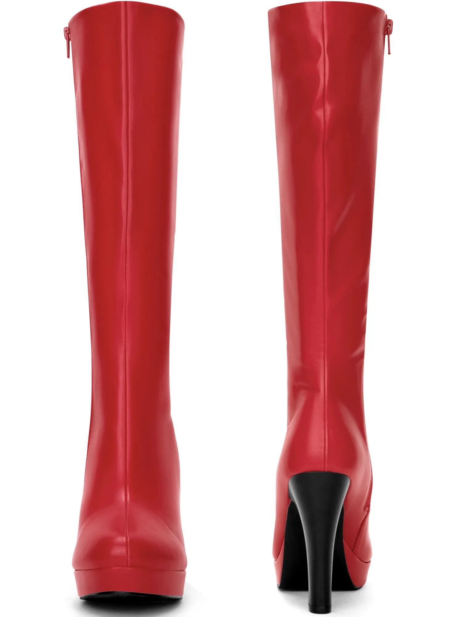 Round Toe Platform Chunky Heel Knee High Boots for Women