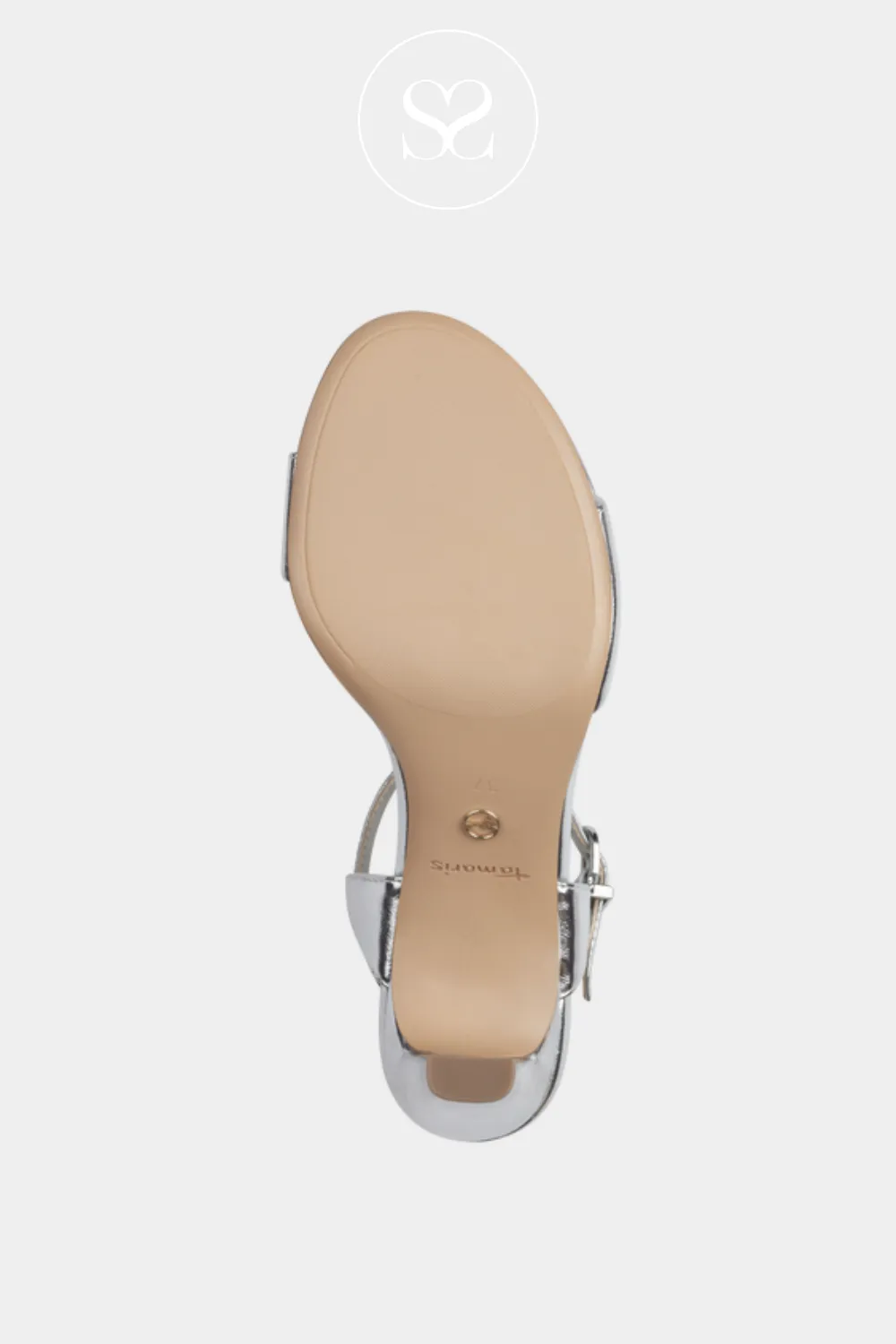 TAMARIS 1-28008-42 SILVER BLOCK HEEL SANDALS