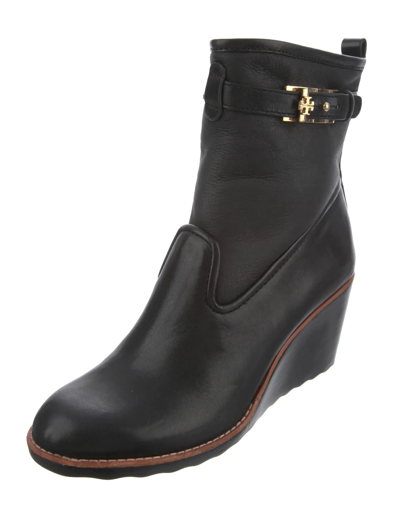 TORY BURCH PRIMROSE SHERPA LINED WEDGE HEEL LEATHER BOOTS