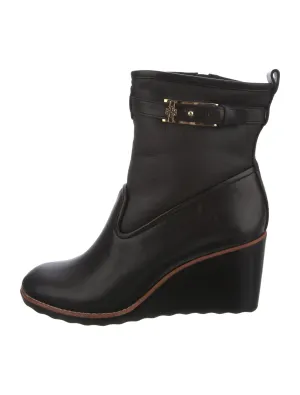 TORY BURCH PRIMROSE SHERPA LINED WEDGE HEEL LEATHER BOOTS