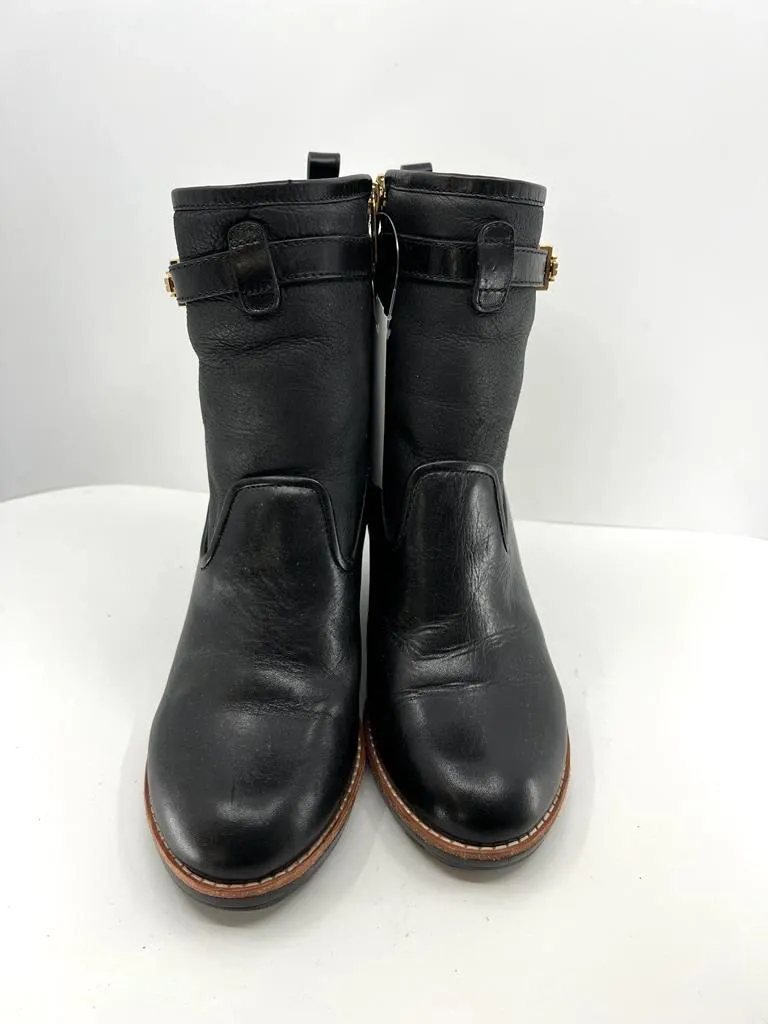 TORY BURCH PRIMROSE SHERPA LINED WEDGE HEEL LEATHER BOOTS