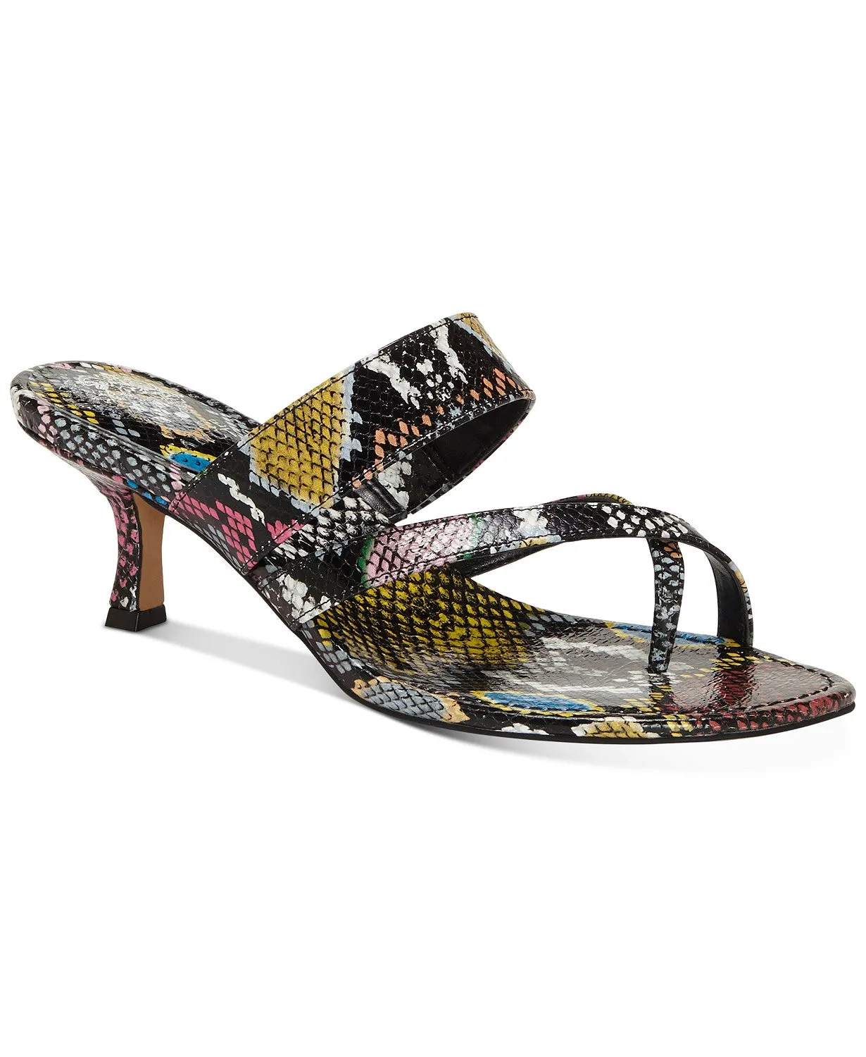 Vince Camuto Moentha Kitten-Heel Slip-on Slide Dress Sandals Multi Snake Mule