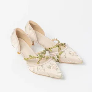 Vintage Blush Embroidered Heels