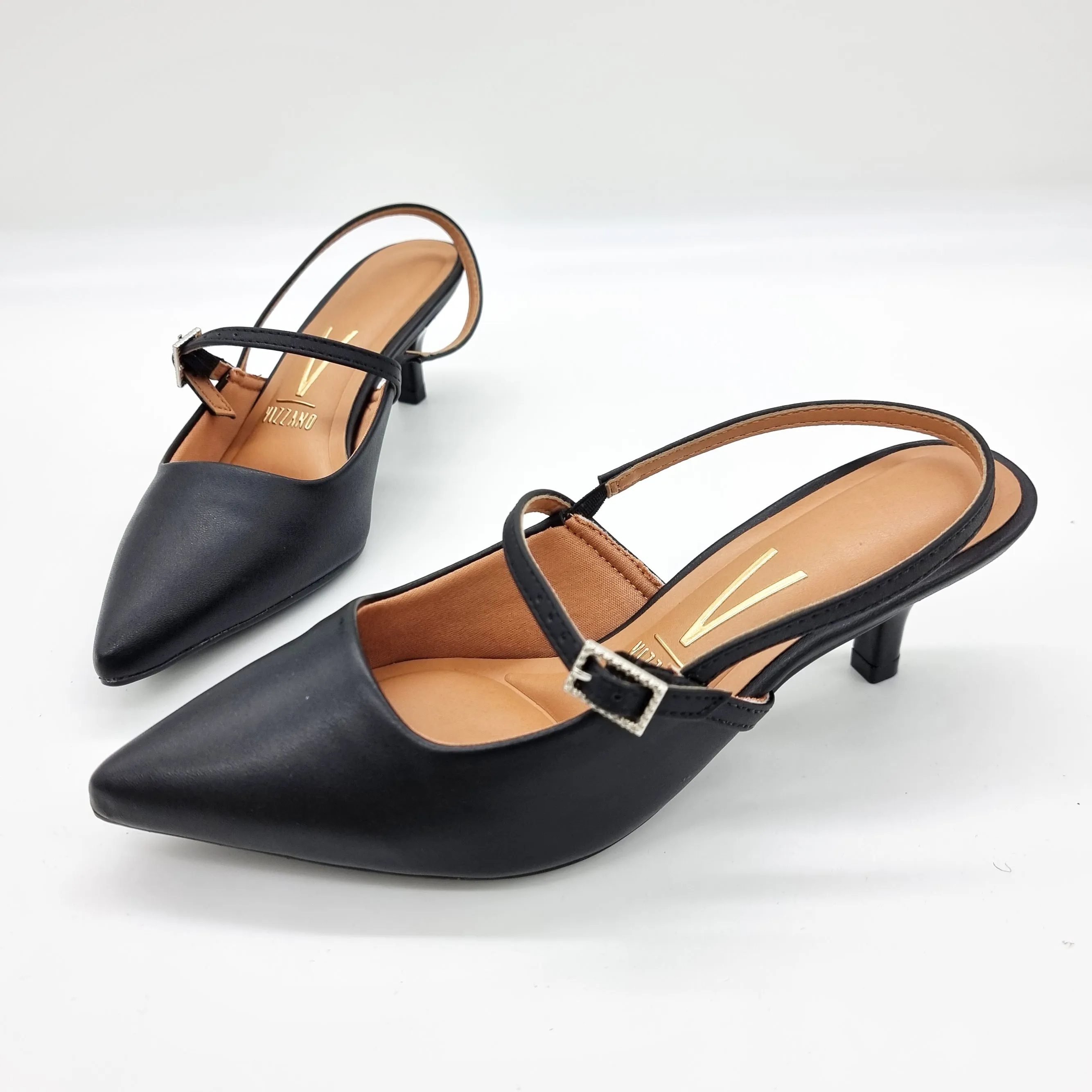 Vizzano 1122-881 Strappy Kitten Heel Pointy Toe Pump in Black