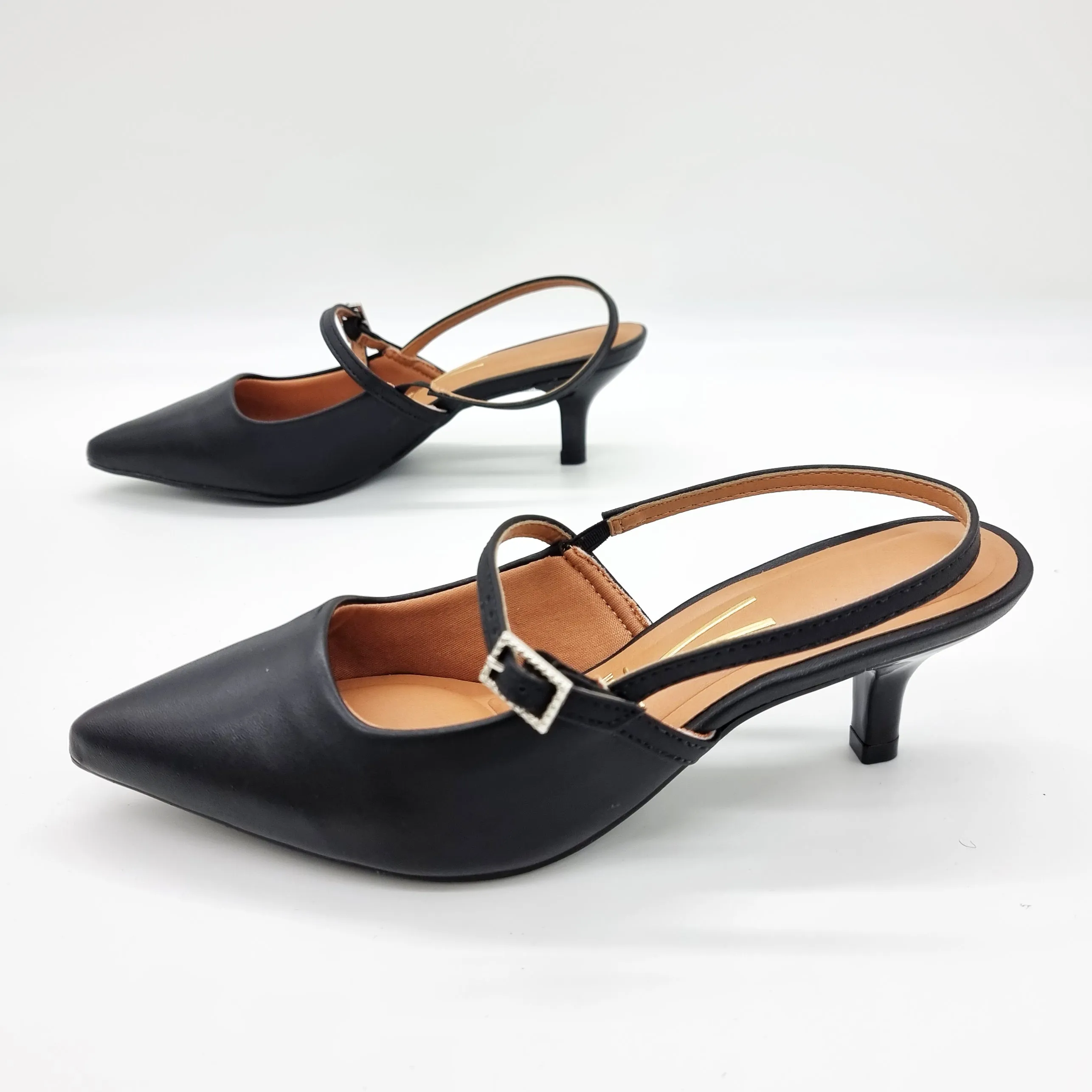 Vizzano 1122-881 Strappy Kitten Heel Pointy Toe Pump in Black