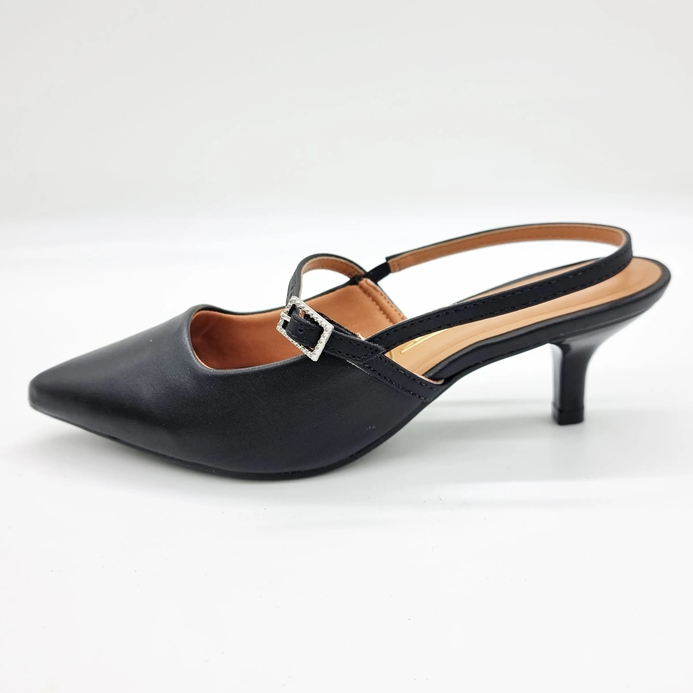 Vizzano 1122-881 Strappy Kitten Heel Pointy Toe Pump in Black