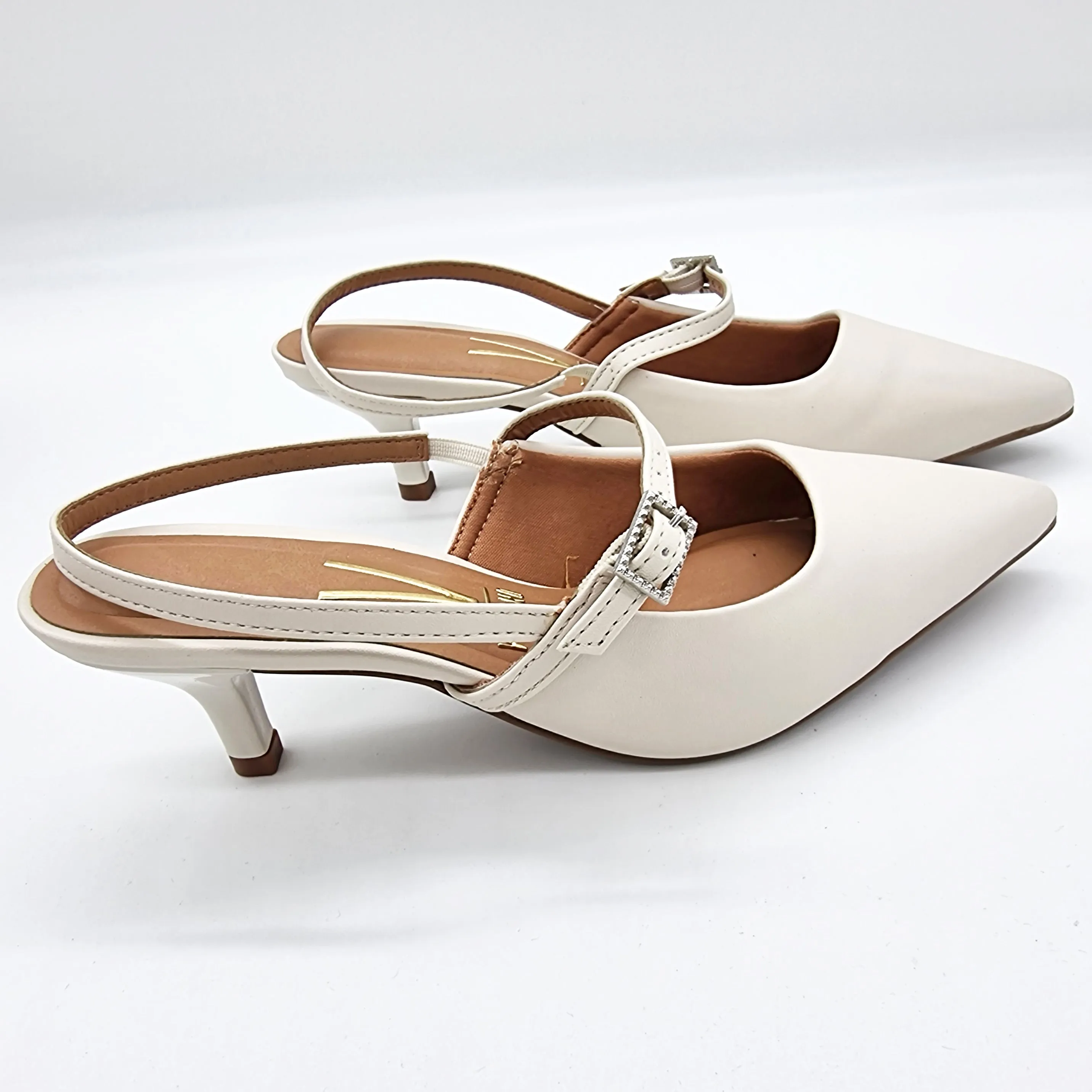 Vizzano 1122-881 Strappy Kitten Heel Pointy Toe Pump in Off White