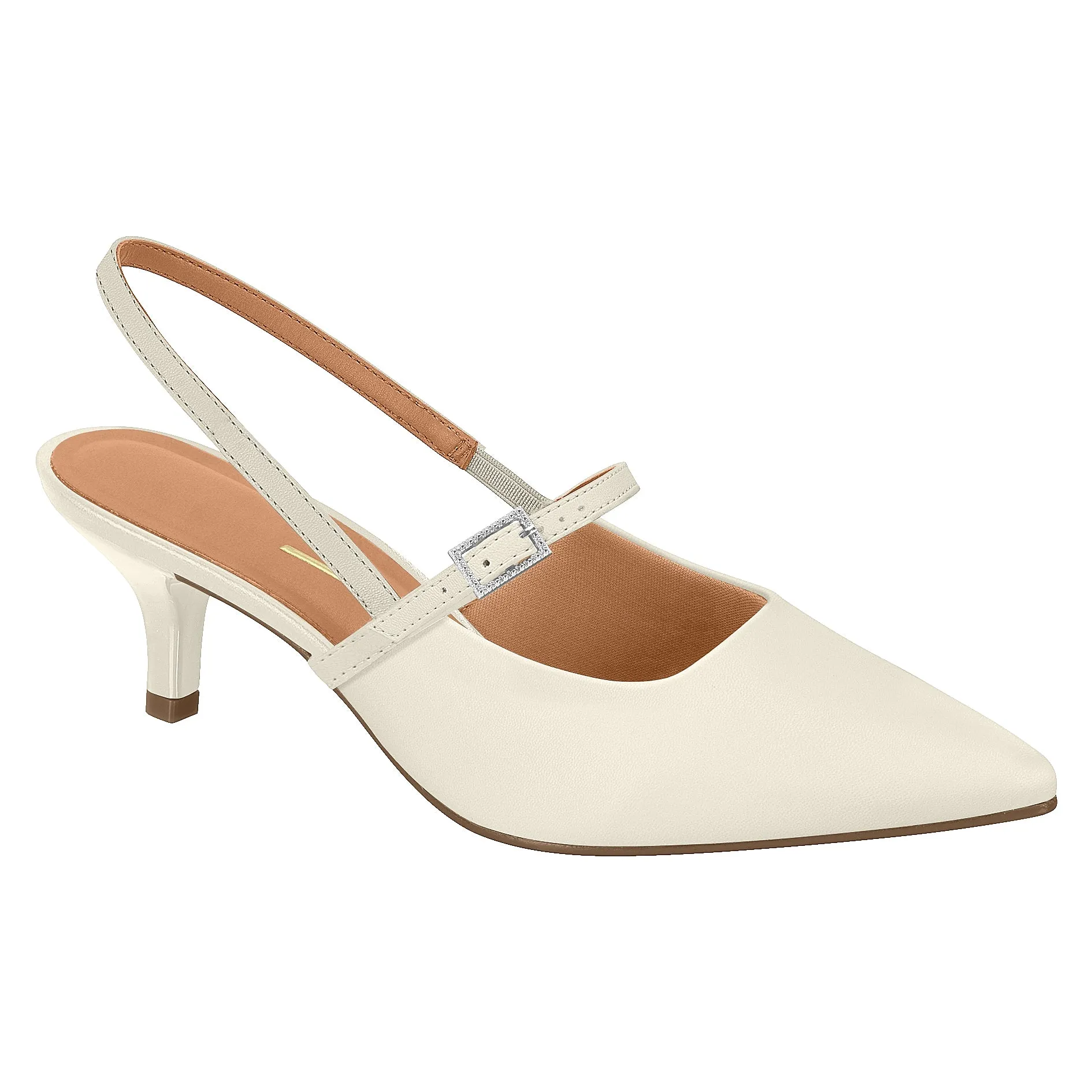 Vizzano 1122-881 Strappy Kitten Heel Pointy Toe Pump in Off White