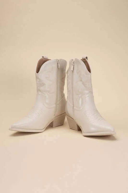 Willa Western Tapered Toe Block Heel Cowboy Boots