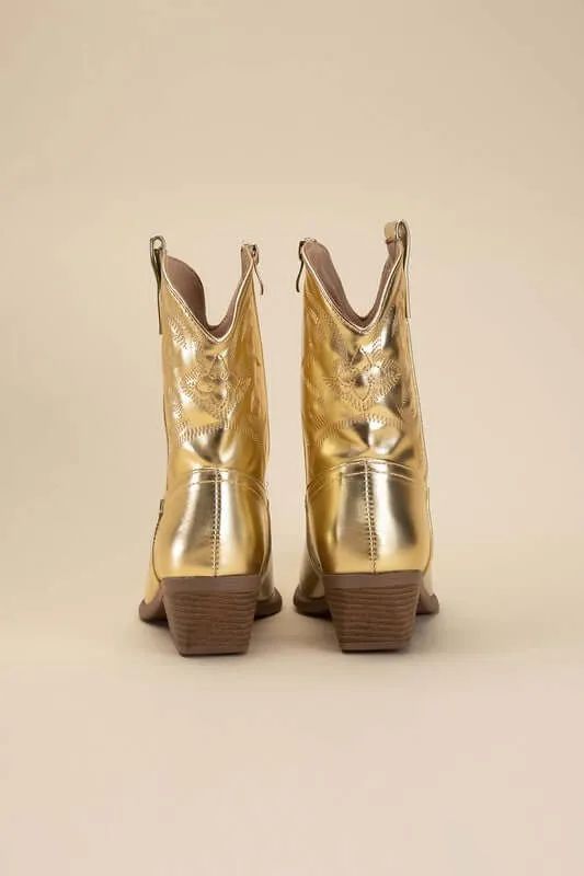 Willa Western Tapered Toe Block Heel Cowboy Boots