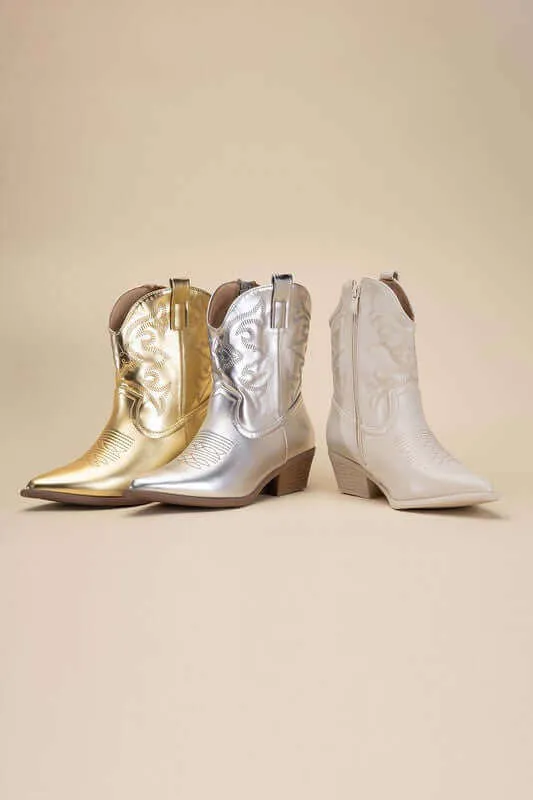 Willa Western Tapered Toe Block Heel Cowboy Boots
