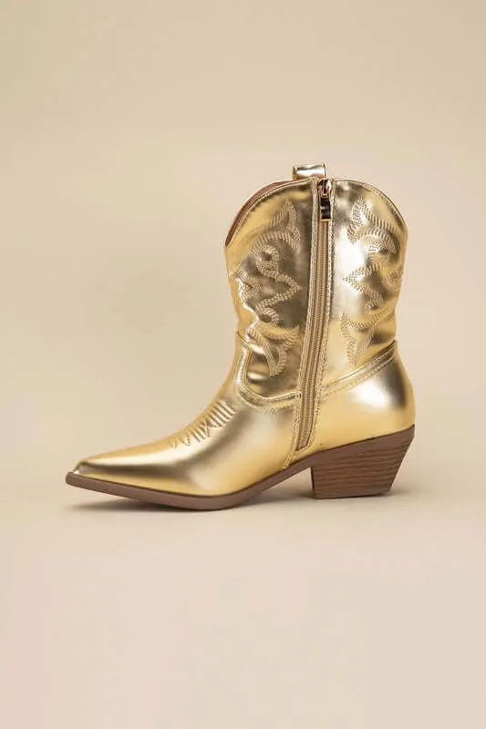 Willa Western Tapered Toe Block Heel Cowboy Boots