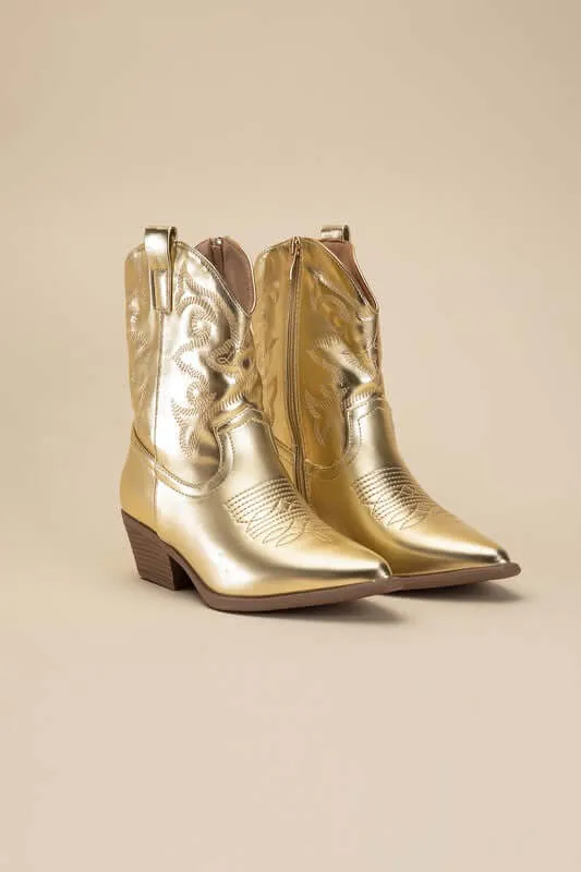 Willa Western Tapered Toe Block Heel Cowboy Boots
