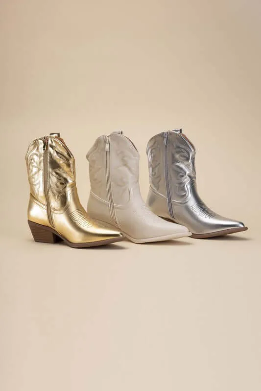 Willa Western Tapered Toe Block Heel Cowboy Boots