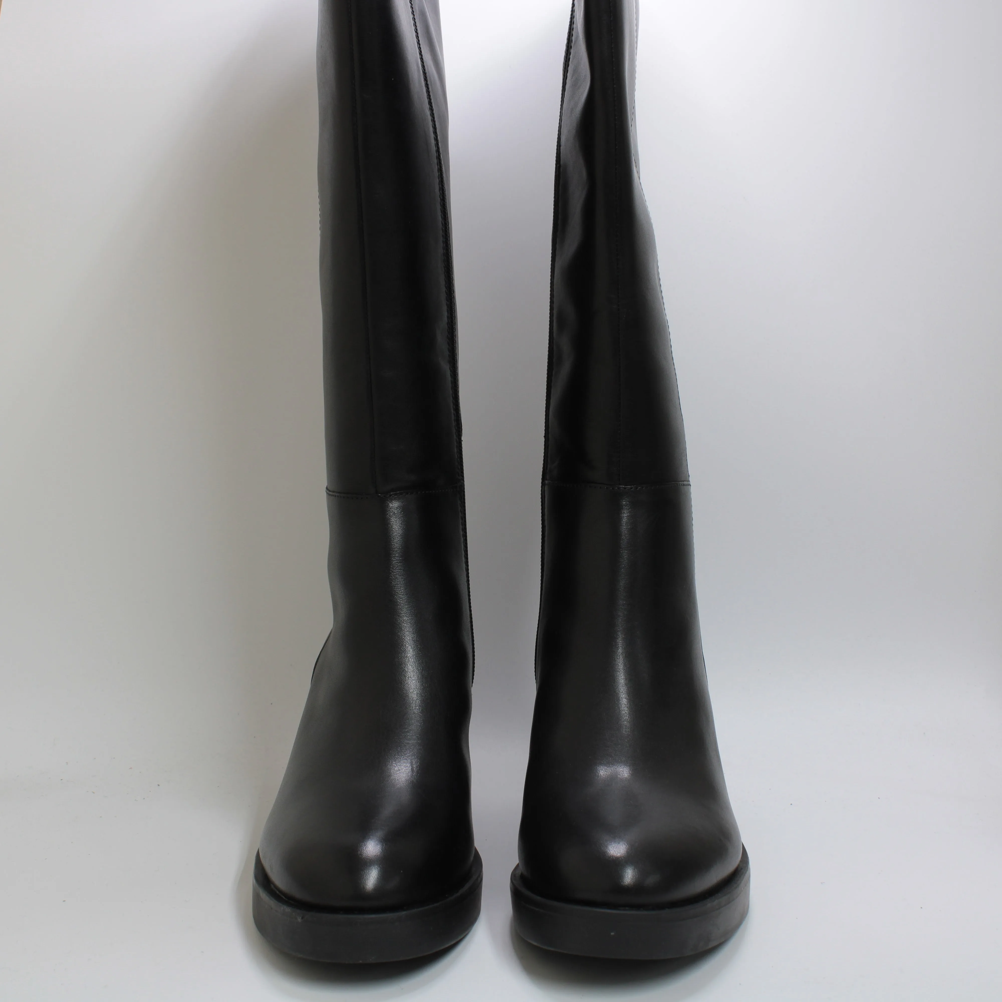 Womens Office Koda Platform Heeled Knee Boots Black Leather