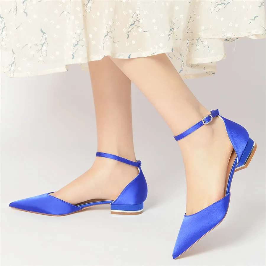 Women's Wedding Shoes Pointed Toe Low Heel Minimalist Bridal Shoes